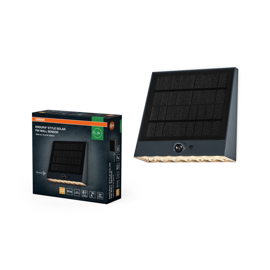 Osram - Applique murale solaire LED avec détecteur ENDURA STYLE LED/10,2W/4,2V 2000 mAh IP54 anthracite
