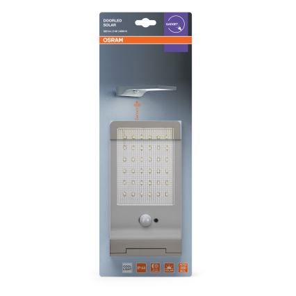 Osram - Lampada da parete solare a LED con sensore DOORLED LED/3W/3,3V 2000 mAh IP44 argento