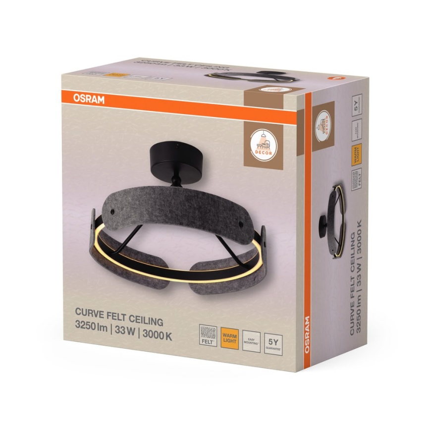 Osram - Aufgesetzte LED-Deckenleuchte DECOR CURVE LED/33W/230V Ø 43 cm grau