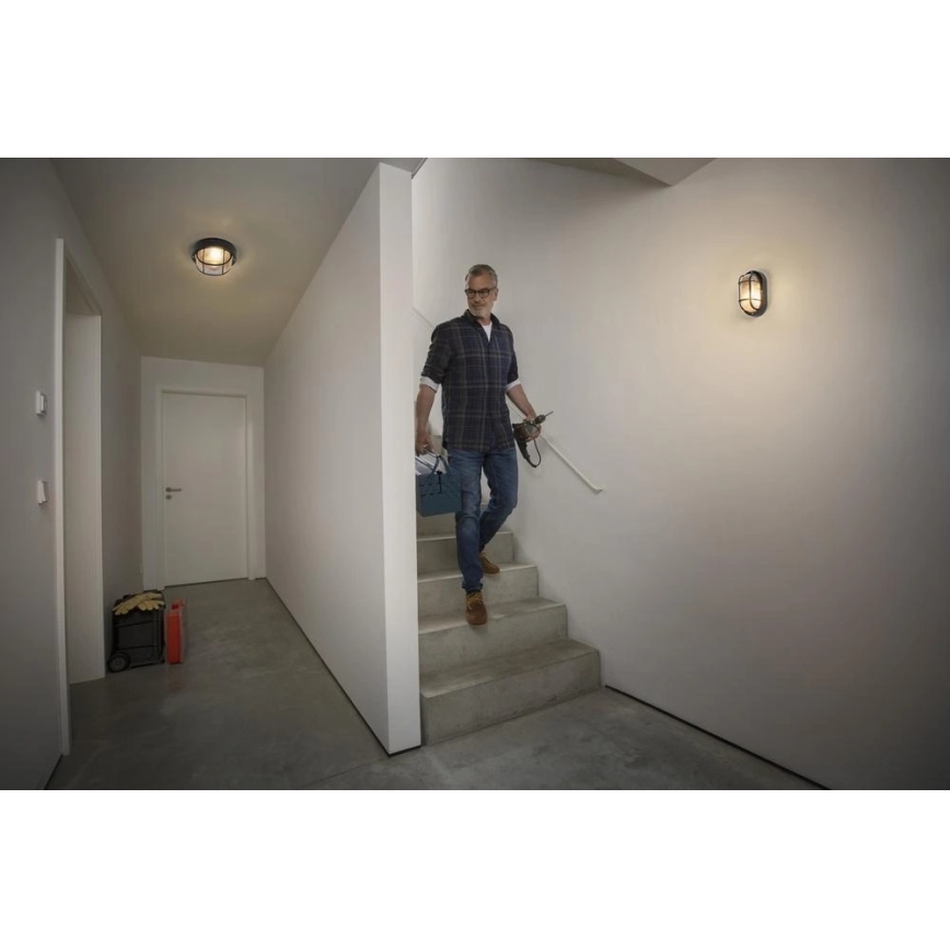 Osram - Außenwandleuchte BULKHEAD 1xE27/10W/230V IP54 schwarz