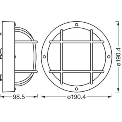 Osram - Außenwandleuchte BULKHEAD 1xE27/10W/230V Ø 19 cm IP54 schwarz