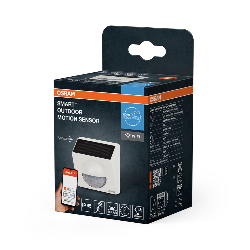 Osram - Capteur de mouvement solaire d'extérieur SMART+ 3,7 V blanc IP65 Wi‑Fi 800 mAh