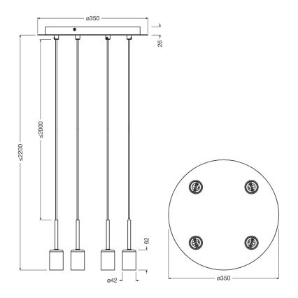 Osram - Cavo di alimentazione NEEDLE PENDANT 4xE27/25W/230V beige