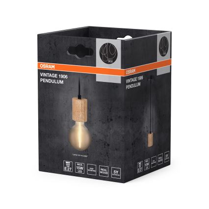 Osram - Cavo di alimentazione PENDULUM CYLINDER 1xE27/15W/230V in legno