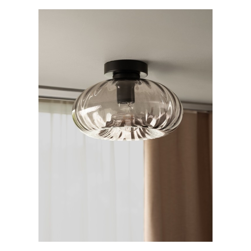 Osram - Deckenleuchte DECOR SMOKE 1xE27/12W/230V Ø 28 cm schwarz/rauchgrau