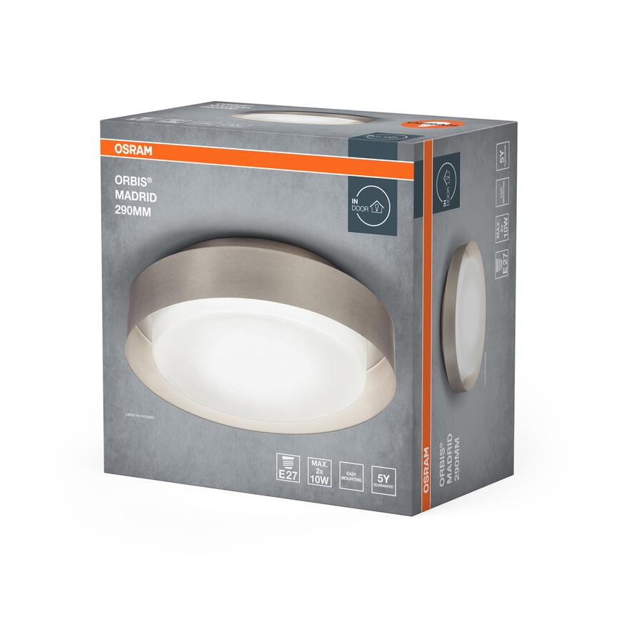 Osram - Deckenleuchte ORBIS MADRID 2xE27/10W/230V Ø 29 cm mattchrom