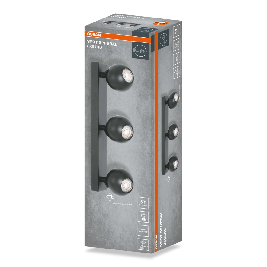 Osram - Deckenspot SPOT SPHERAL 3xGU10/6W/230V schwarz