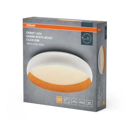 Osram - LED-dimmbare Deckenleuchte ORBIS LIVIA LED/36W/230V Ø 52 cm weiß/braun