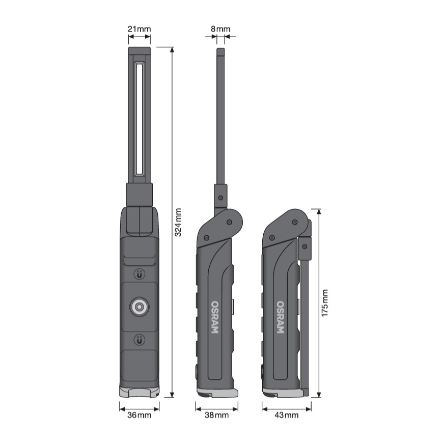 Osram - Dimmbare, wiederaufladbare LED-Inspektionsleuchte LEDINSPECT WIRE-FREE SLIM 600 LED/5W/3,7V IP54 2600 mAh