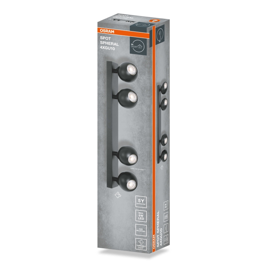 Osram - Einbaustrahler SPOT SPHERAL 4xGU10/6W/230V schwarz