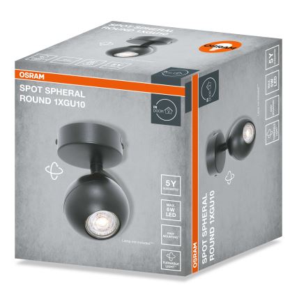 Osram - Faretto SPOT SPHERAL 1xGU10/6W/230V nero