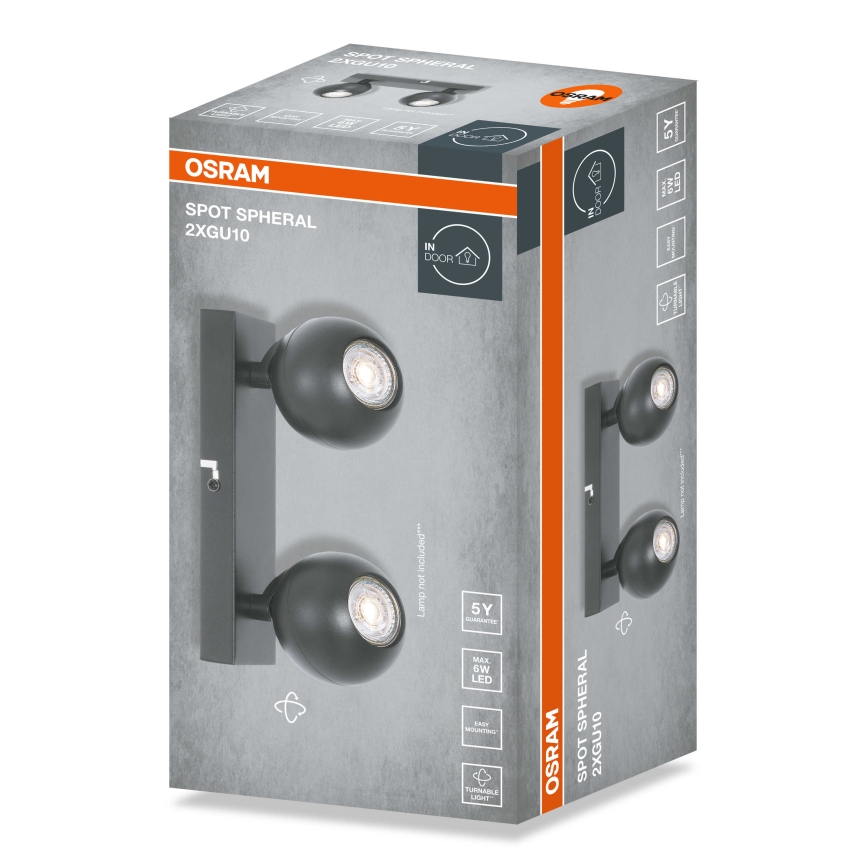 Osram - Faretto SPOT SPHERAL 2xGU10/6W/230V nero