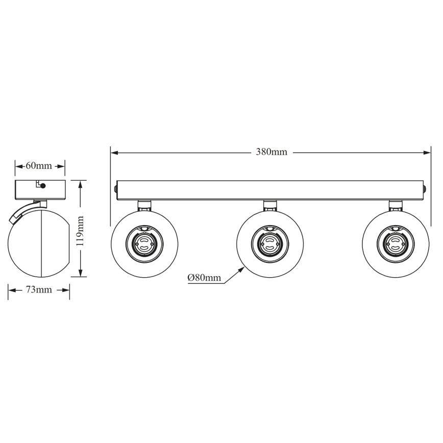 Osram - Faretto SPOT SPHERAL 3xGU10/6W/230V nero