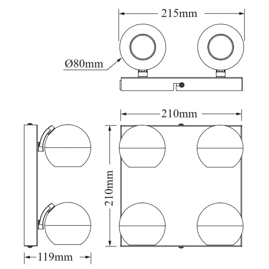 Osram - Faretto SPOT SPHERAL 4xGU10/6W/230V nero