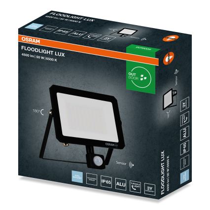 Osram - LED-Reflektor mit Bewegungs- und Dämmerungssensor FLOODLIGHT LED/50W/230V 6500K IP65 schwarz