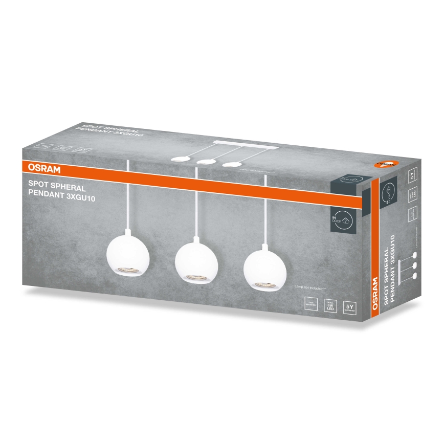 Osram - Hängeleuchte mit Kabel SPOT SPHERAL 3xGU10/6W/230V Weiß