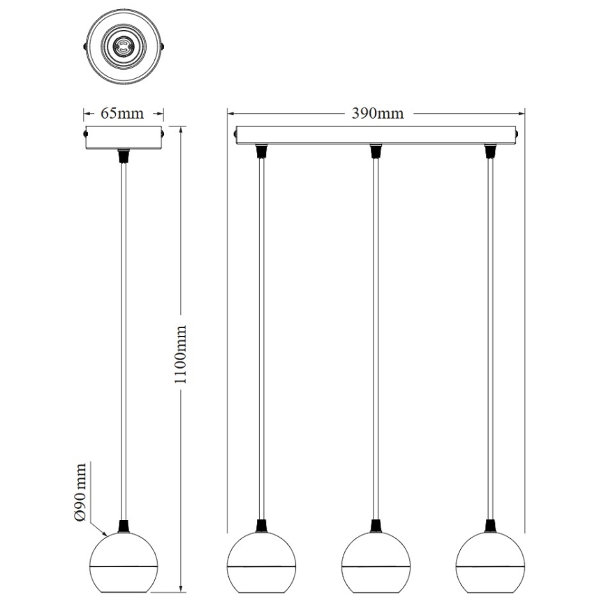 Osram - Lampada a sospensione con cavo SPOT SPHERAL 3xGU10/6W/230V nera