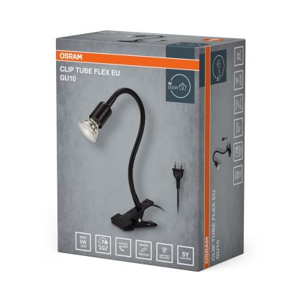 Osram - Lampada con clip CLIP TUBE FLEX 1xGU10/5W/230V nera