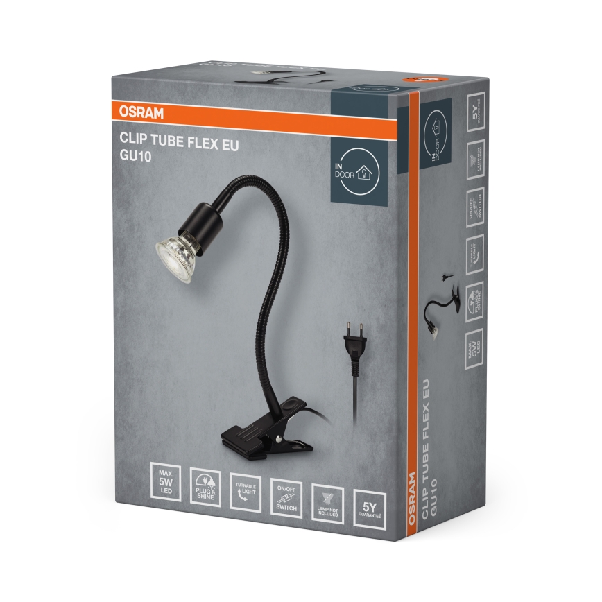 Osram - Lampada con clip CLIP TUBE FLEX 1xGU10/5W/230V nera