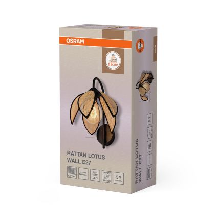 Osram - Lampada da parete DECOR RATTAN 1xE27/15W/230V beige/nera