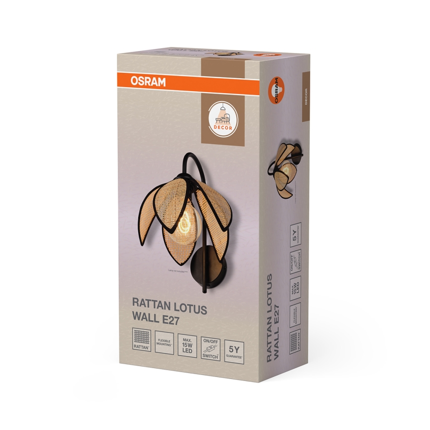 Osram - Lampada da parete DECOR RATTAN 1xE27/15W/230V beige/nera