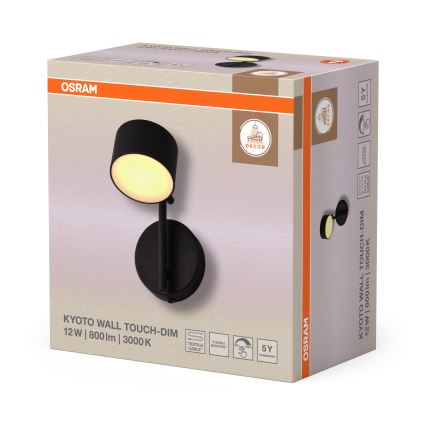 Osram - Applique da parete dimmerabile a LED con comando a sfioramento DECOR KYOTO LED/12W/230V CRI 90 nero