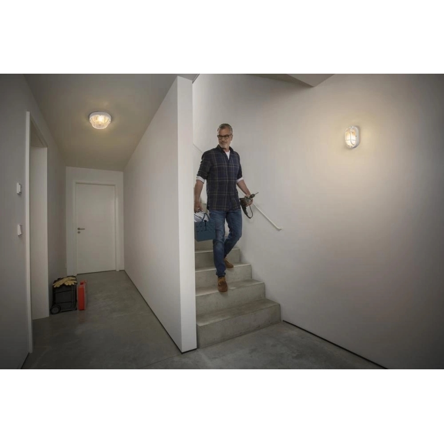 Osram - Lampada da parete per esterni BULKHEAD 1xE27/10W/230V Ø 19 cm IP54 bianca