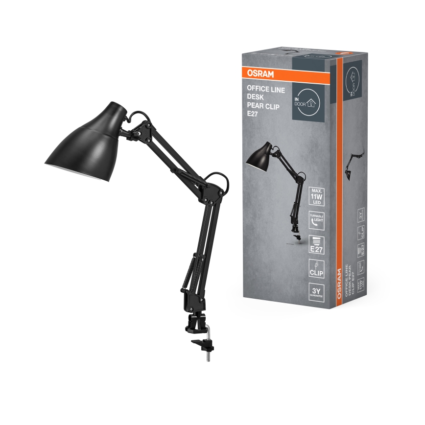 Osram - Lampada da scrivania con clip DESK LINE 1xE27/11W/230V nera