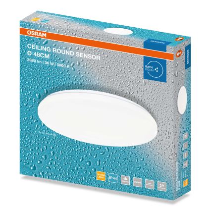 Osram - Plafoniera LED da soffitto per bagno con sensore crepuscolare CEILING ROUND LED/36W/230V 3000K Ø 48 cm IP44, bianco