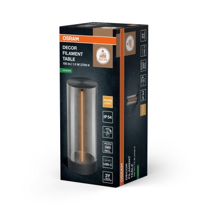 Osram - Lampada da tavolo da esterno LED dimmerabile a sfioramento ENDURA STYLE LED/1,5W/5V 2500 mAh USB IP54 antracite