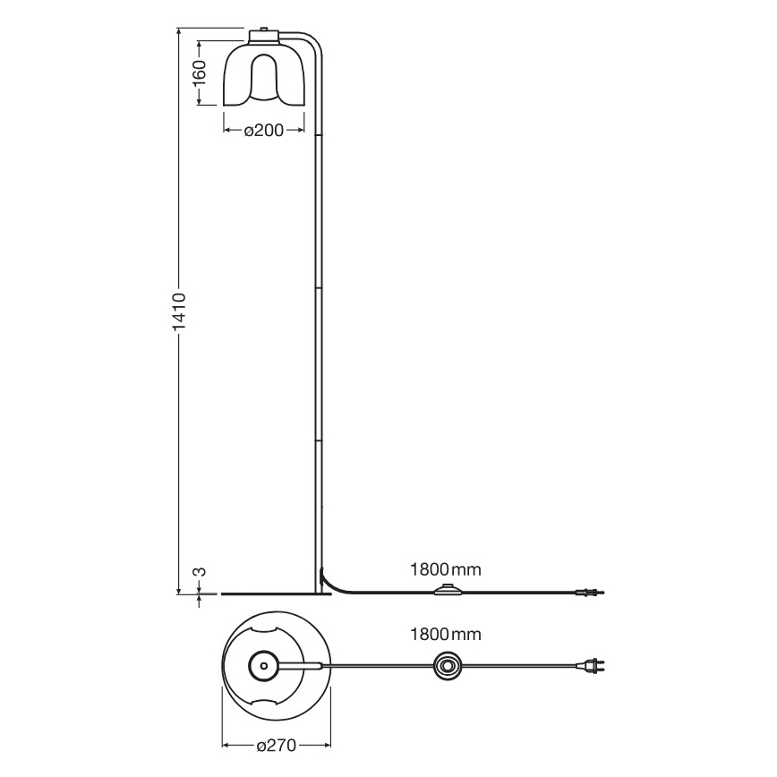 Osram - Lampada da terra DECOR COROLLE 1xE27/15W/230V nero/oro