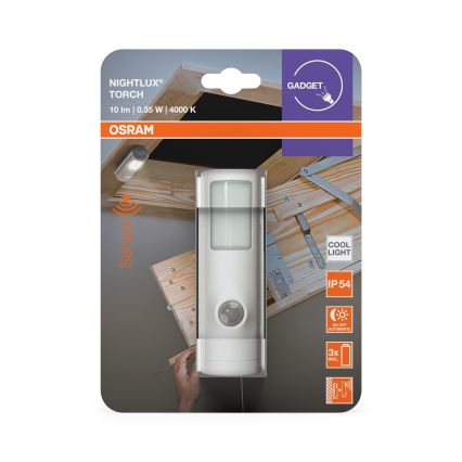 Osram - Luce orientativa LED con sensore di movimento e crepuscolare NIGHTLUX LED/0,35W/3xAAA IP54 bianca