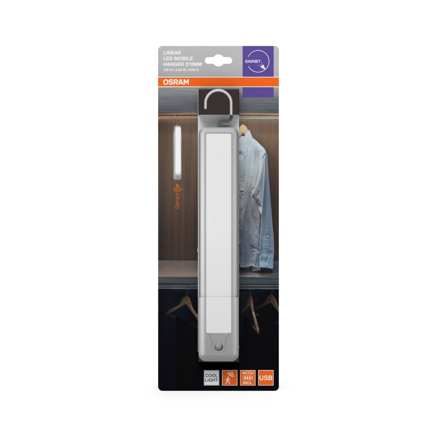 Osram - Lampada orientativa LED a sospensione con sensore di movimento MOBILE LED/2,35W/5V 1000 mAh, bianco