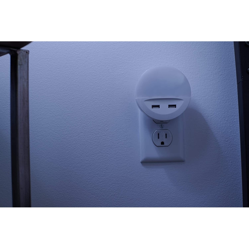 Osram - Lampada notturna a spina con sensore LUNETTA 2x USB LED/13W/230V