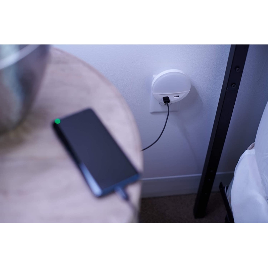 Osram - Lampada notturna a spina con sensore LUNETTA 2x USB LED/13W/230V