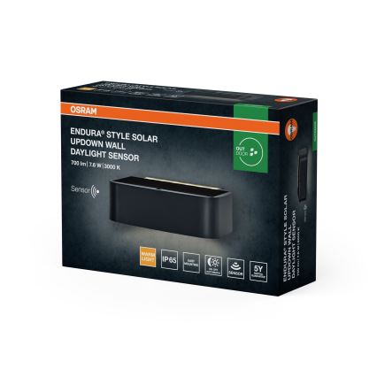 Osram - Lampada solare da parete LED dimmerabile ENDURA STYLE LED/7,6W/4,2V 2000 mAh IP65 antracite
