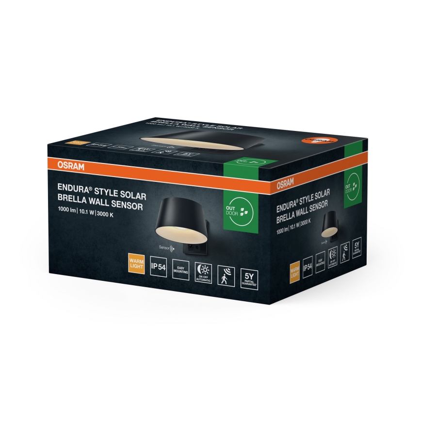Osram - Applique solare a LED con sensore ENDURA STYLE LED 10,1 W / 4,2 V, 2000 mAh, IP54, antracite
