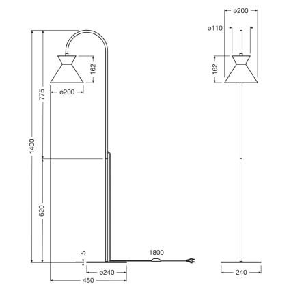 Osram - Lampadaire DECOR WAIST 1xE27/40W/230V noir