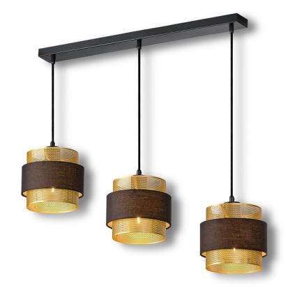 Osram - Lampadario a sospensione con cavo DECOR HORNET 3xE27/10W/230V nero/oro