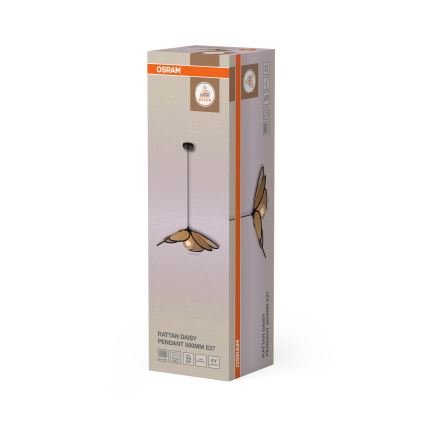 Osram - Lampadario a sospensione con cavo DECOR RATTAN 1xE27/15W/230V Ø 58 cm beige/nero