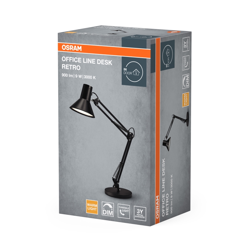Osram - Lampe de bureau LED dimmable OFFICE LINE LED/9W/230V 3000K noire