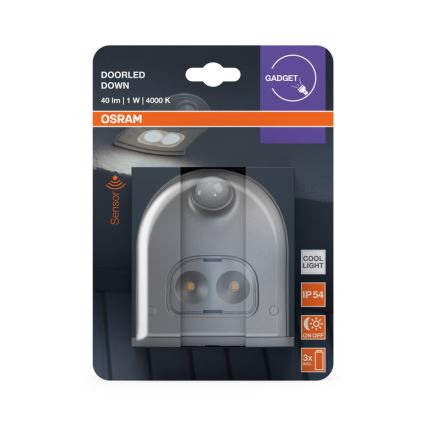 Osram - LED Außenwandleuchte mit Sensor DOORLED LED/0,5W/3xAA IP54 silber