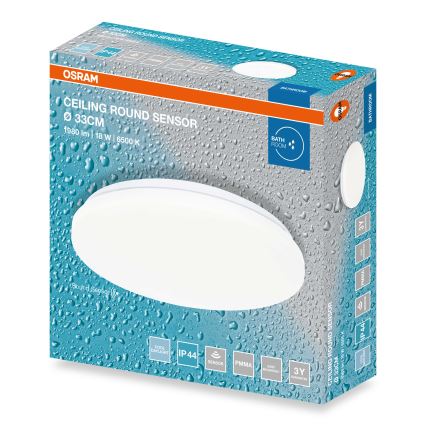 Osram - LED Badezimmer-Deckenleuchte mit Dämmerungssensor CEILING ROUND LED/18W/230V 6500K Ø 33 cm IP44 weiß