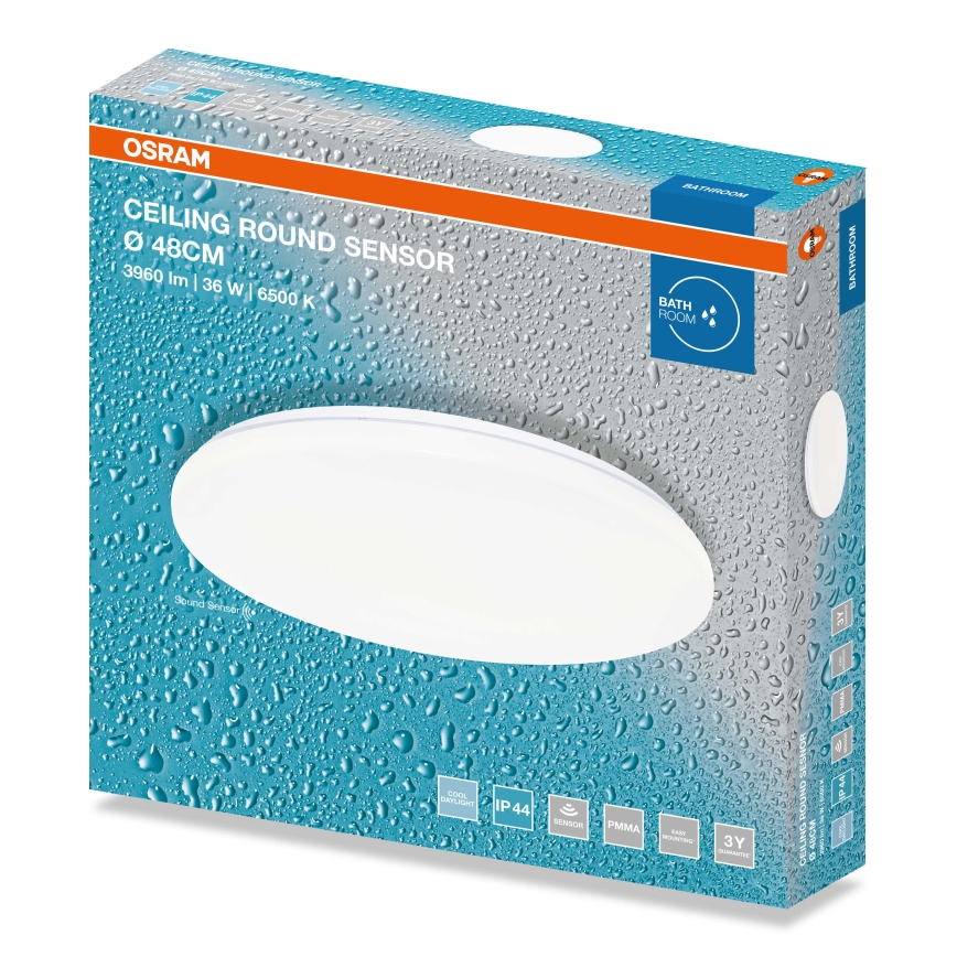 Osram - LED-Deckenleuchte für Badezimmer mit Dämmerungssensor CEILING ROUND LED/36W/230V 6500K Ø 48 cm IP44 weiß