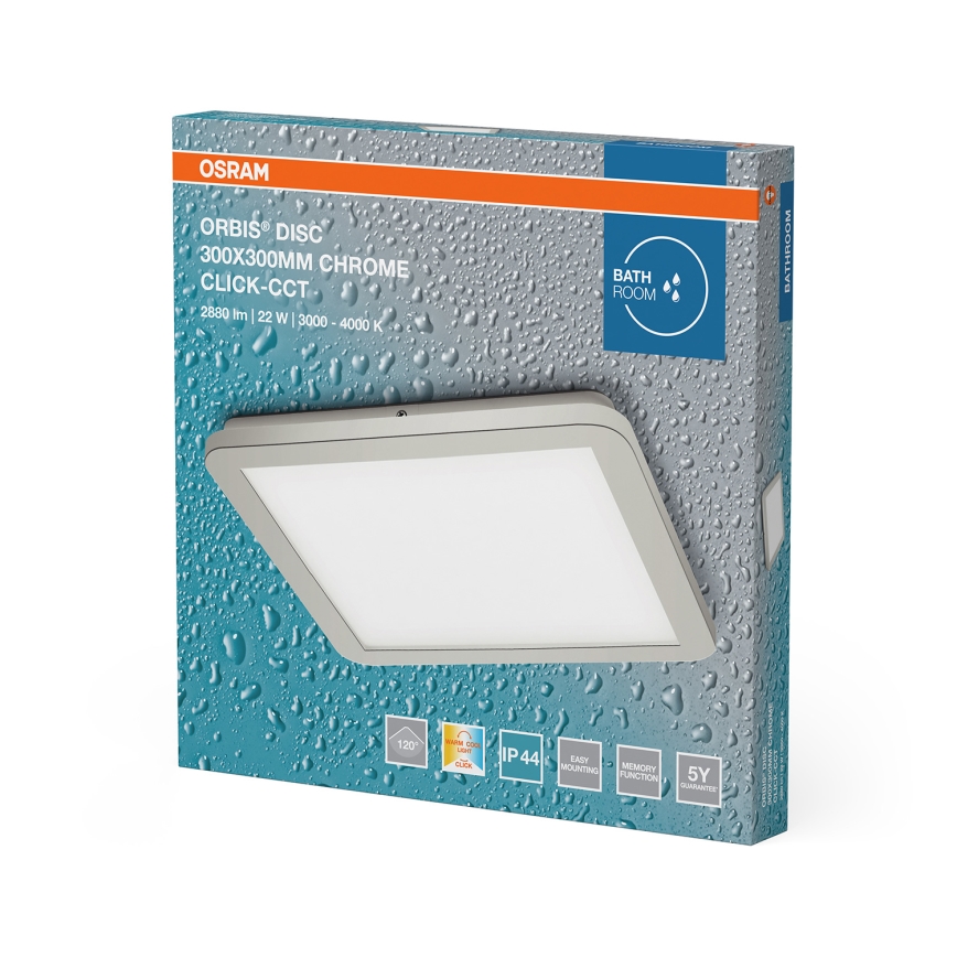 Osram - LED-Baddeckenleuchte ORBIS DISC LED/22W/230V 3000/4000K 30x30 cm IP44 Edelstahl