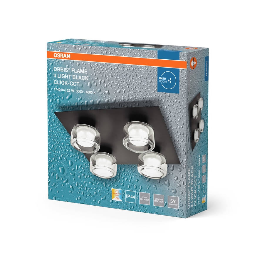 Osram - LED-Badezimmer-Deckenleuchte ORBIS FLAME 4xLED/5,5W/230V 3000/4000K IP44 schwarz