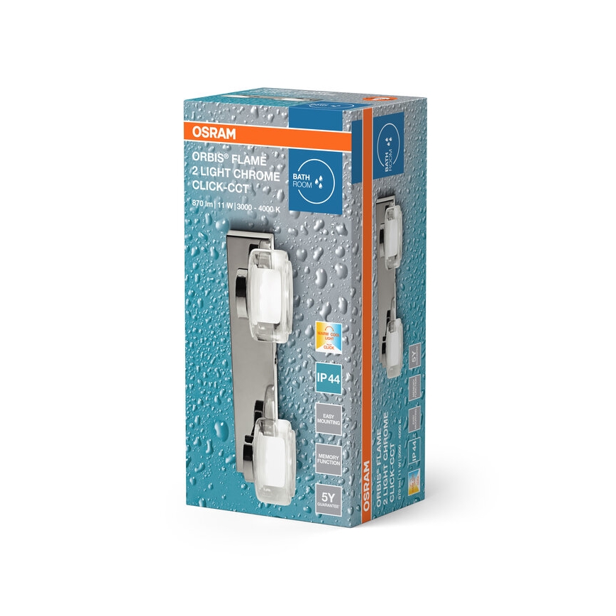 Osram - LED-Badezimmer-Wandleuchte ORBIS FLAME 2xLED/5,5W/230V 3000/4000K IP44 polierter Chrom