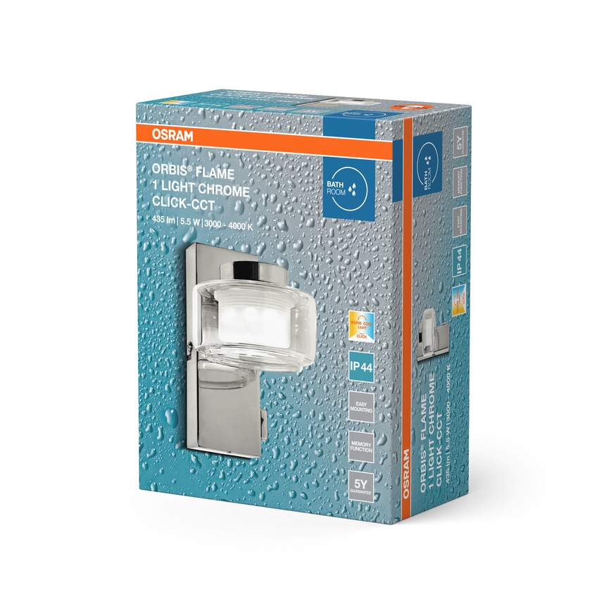 Osram - LED-Badezimmer-Wandleuchte ORBIS FLAME LED/5,5W/230V 3000/4000K IP44 glänzender Chrom