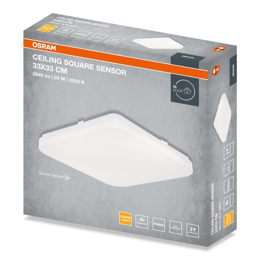 Osram - LED-Deckenleuchte mit Dämmerungssensor SQUARE LED/24W/230V 33x33 cm