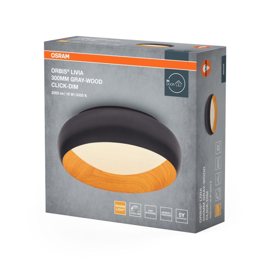 Osram - Plafonnier LED dimmable ORBIS LIVIA LED/16W/230V Ø 30 cm anthracite/marron